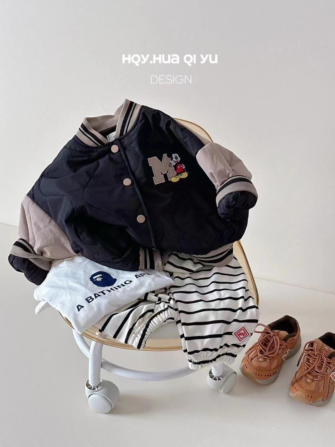 【E2880】男童春装棒球服外套米老鼠2025新款春季夹棉秋冬款棉服