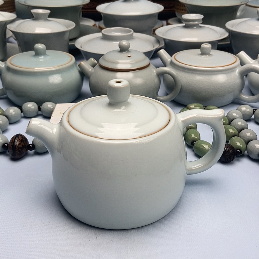 杯微瑕月白井栏壶原矿原釉原产地