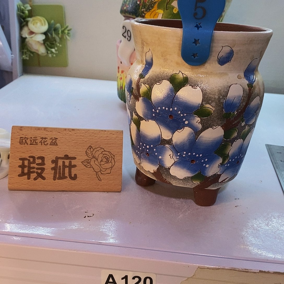 紫砂花盆红陶手绘花盆