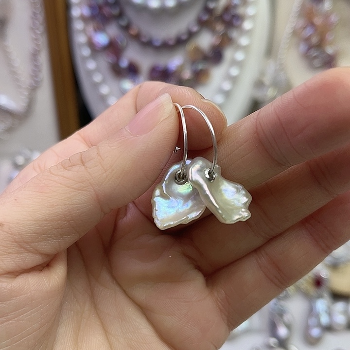 星***m淡水珍珠耳饰银S925镶嵌