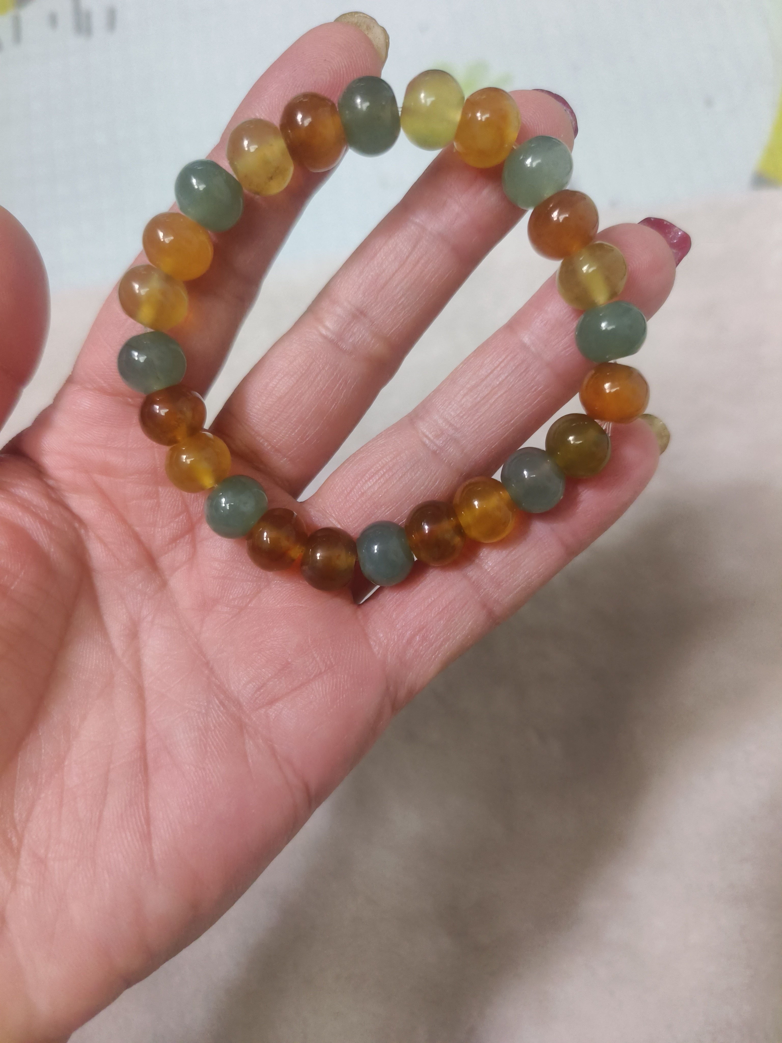 岫玉花玉女士手串