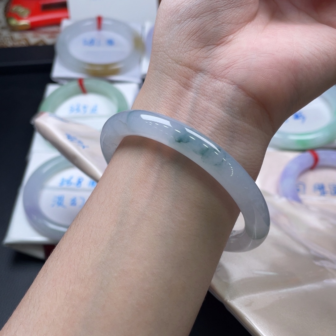 未镶嵌手镯翡翠卡53.3胶条子飘蓝花