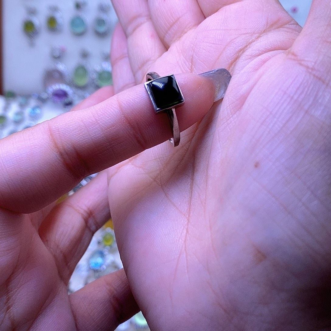 岫玉银S925镶嵌戒指