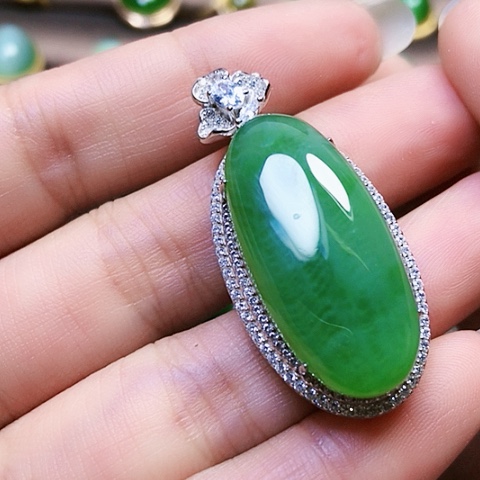 和田玉戒指银S925镶嵌