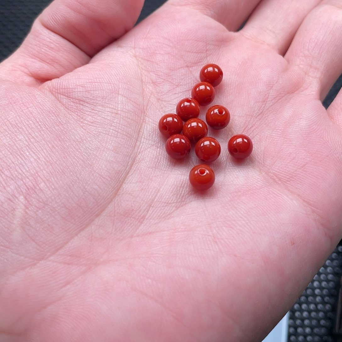 南红玛瑙6mm柿子红圆珠一组10颗未镶嵌