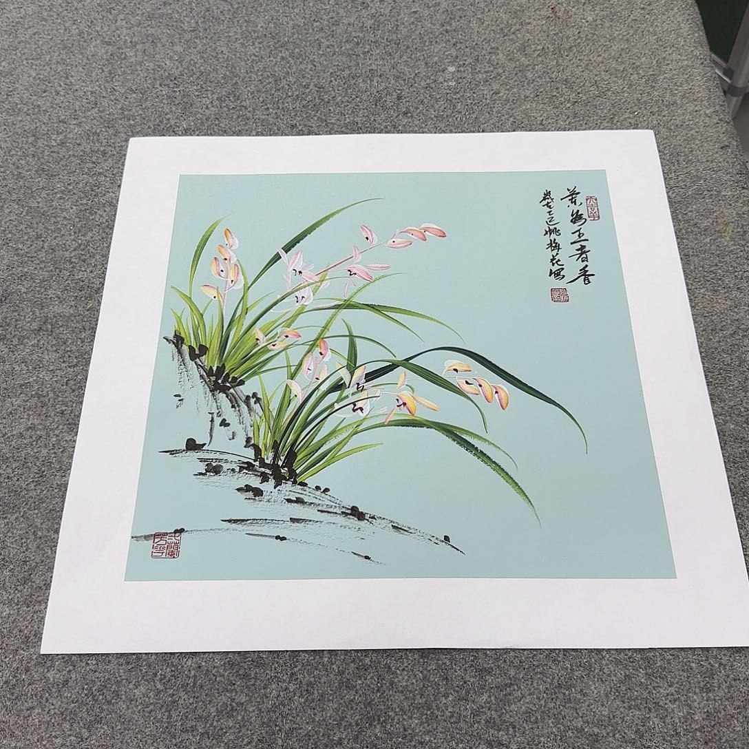 国画国画立体兰花