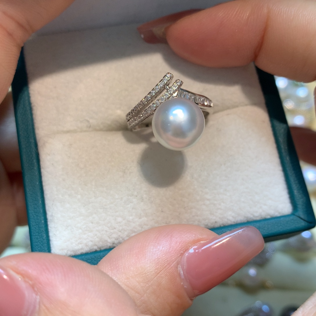 海水珍珠戒指银S925镶嵌