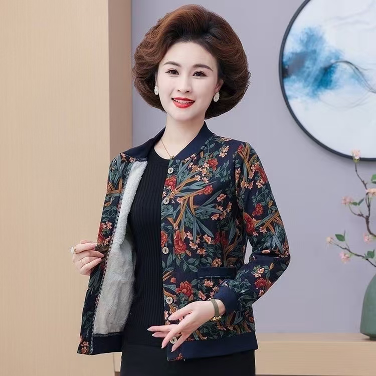 2025秋冬新款加绒一体绒棒球领女士外套显瘦气质夹克衫女