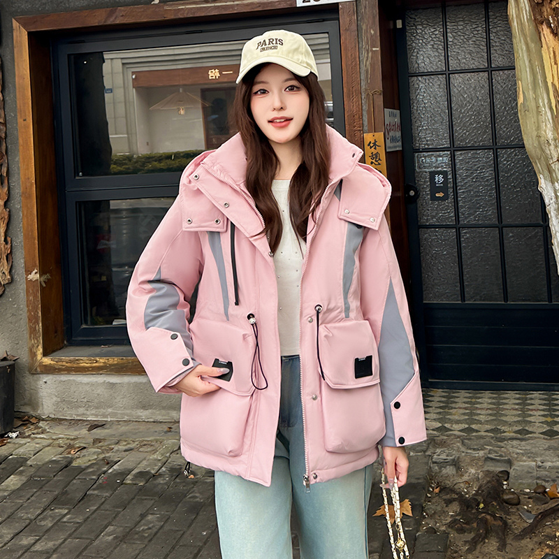 拼接连帽优等品极简风防水中长款韩版棉服866