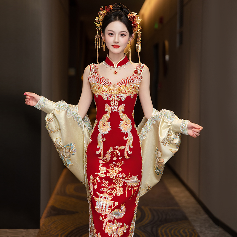 秀禾服旗袍2025新款新娘中式结婚礼服重工凤冠霞帔订婚敬酒服898