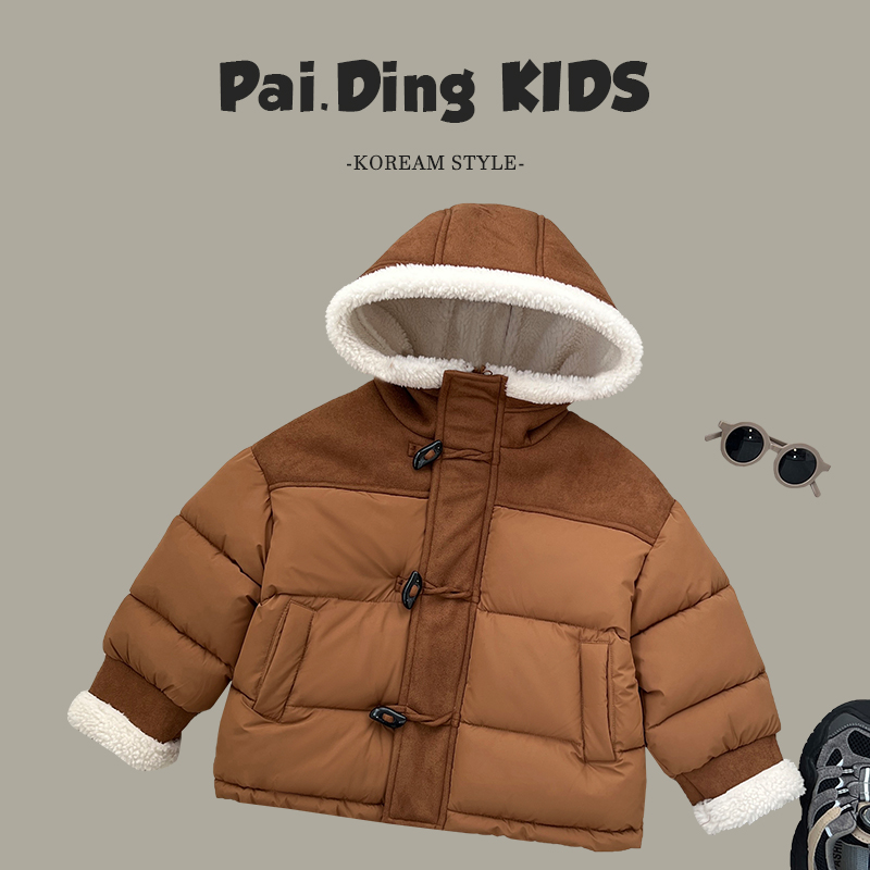 【小首尔】现货-qc8冬装儿童软糯毛毛连帽保暖日常棉服HCXZ3934