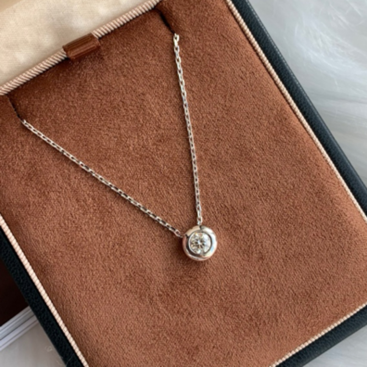 CFJEW 18k金【穿孔泡泡30分/50分天然钻石】颈饰k金三色可选可拆卸