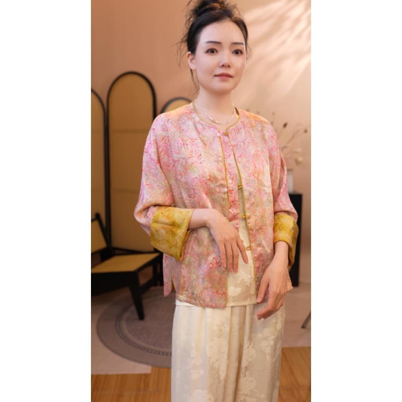 品优【彩花纷飞】提花宽松双面穿新中式外套气质国风2025B0745-沐沐