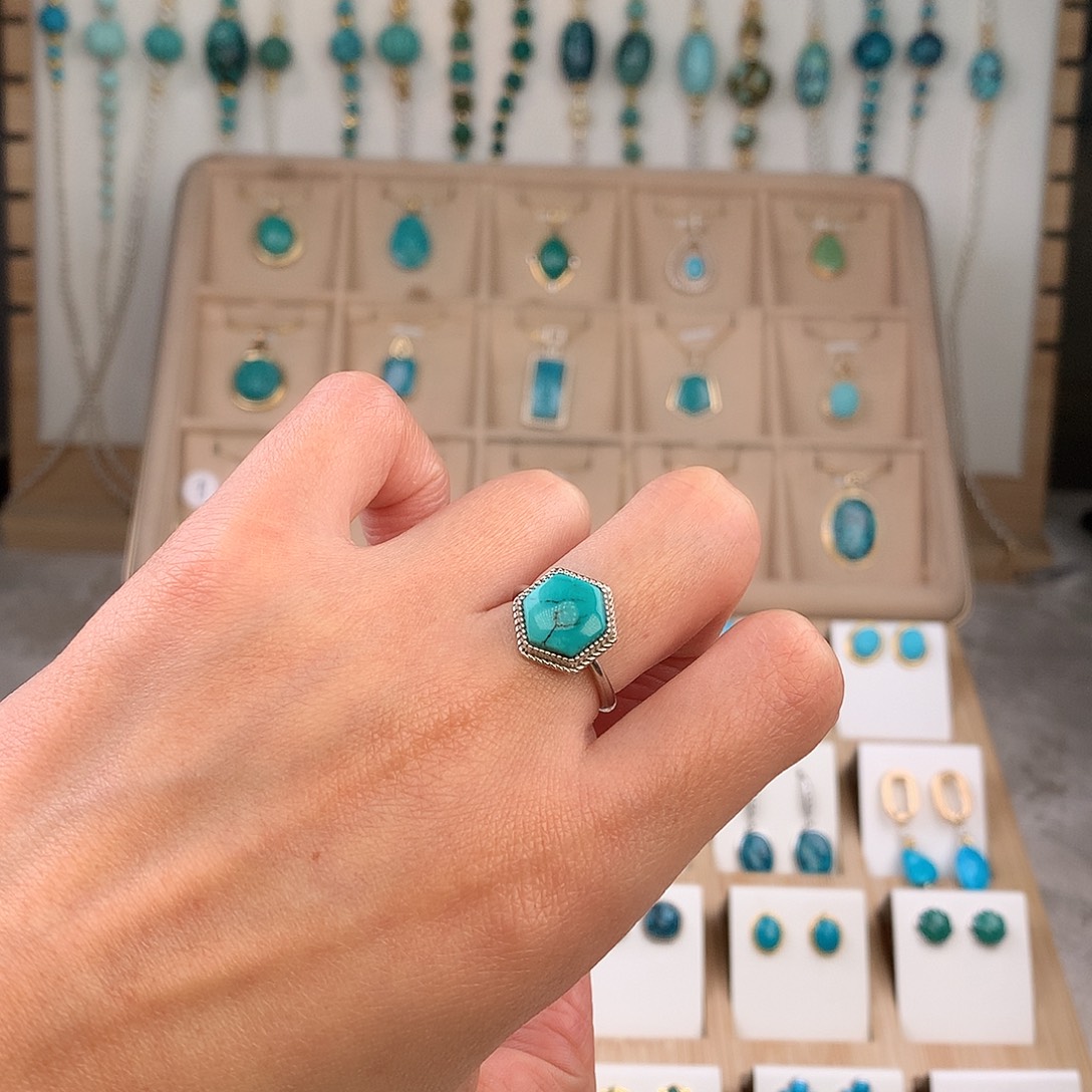 绿松石银S925镶嵌戒指