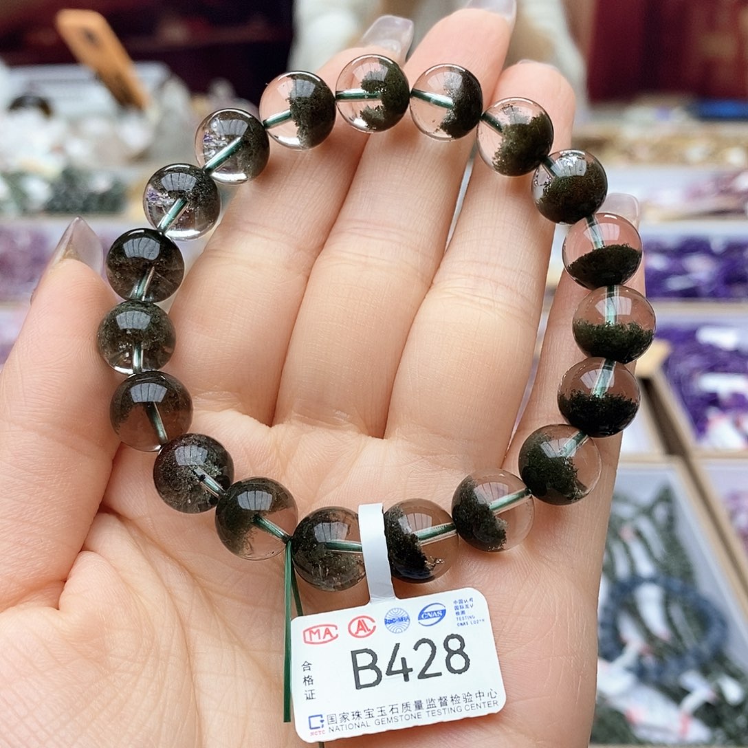 水晶手链未镶嵌B428 绿幽灵
