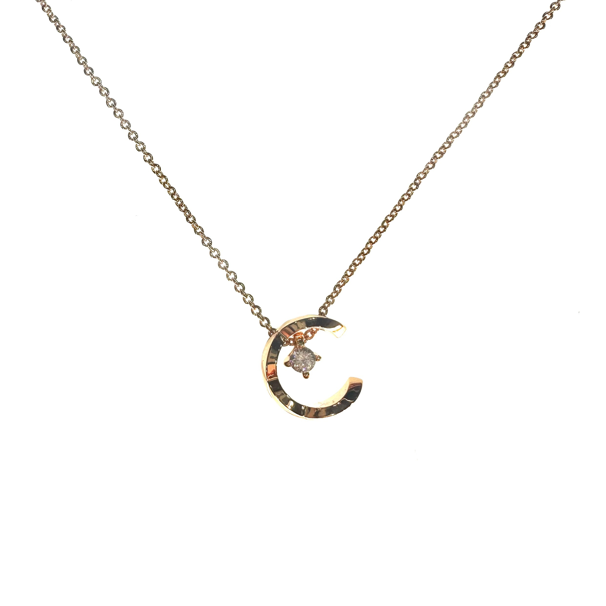 链子925银陶瓷 S925银双C轻奢冰月项链女士小众设计菱形气质时尚