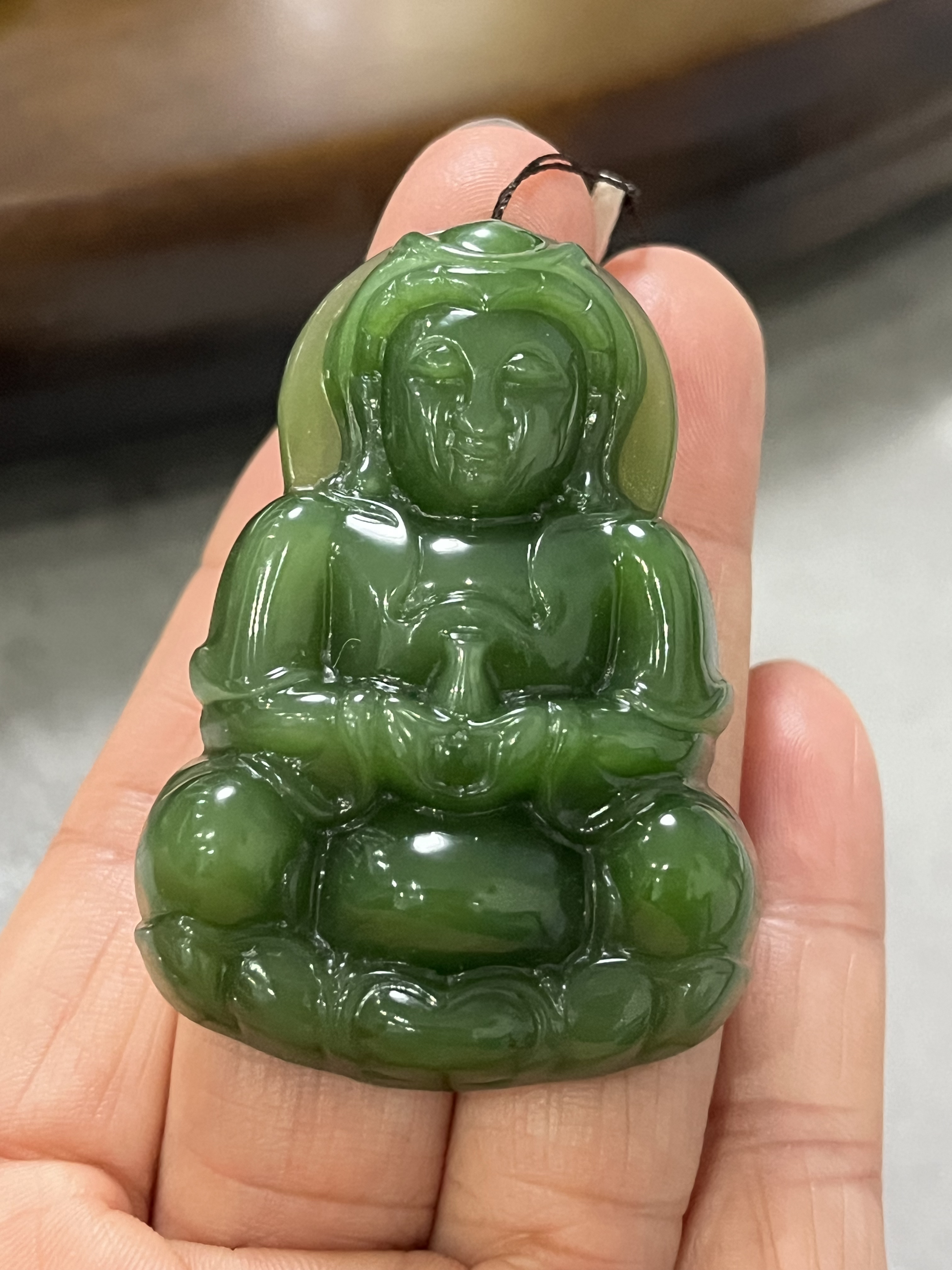 天然和田碧玉观音吊坠