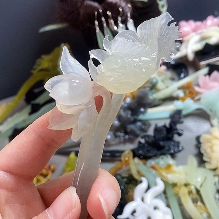 蛇纹石玉合金发饰发簪