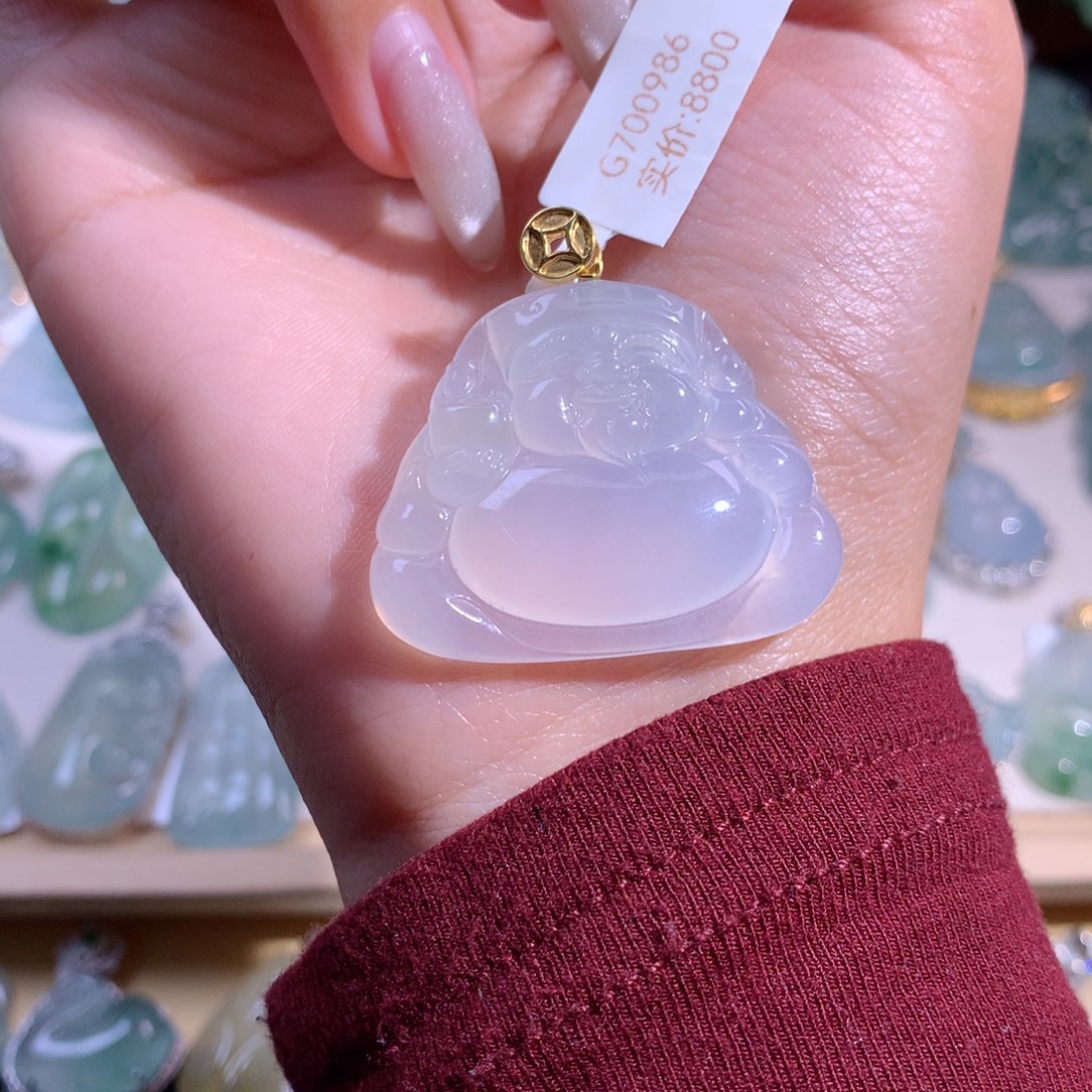 翡翠吊坠(不含链)18K金镶嵌