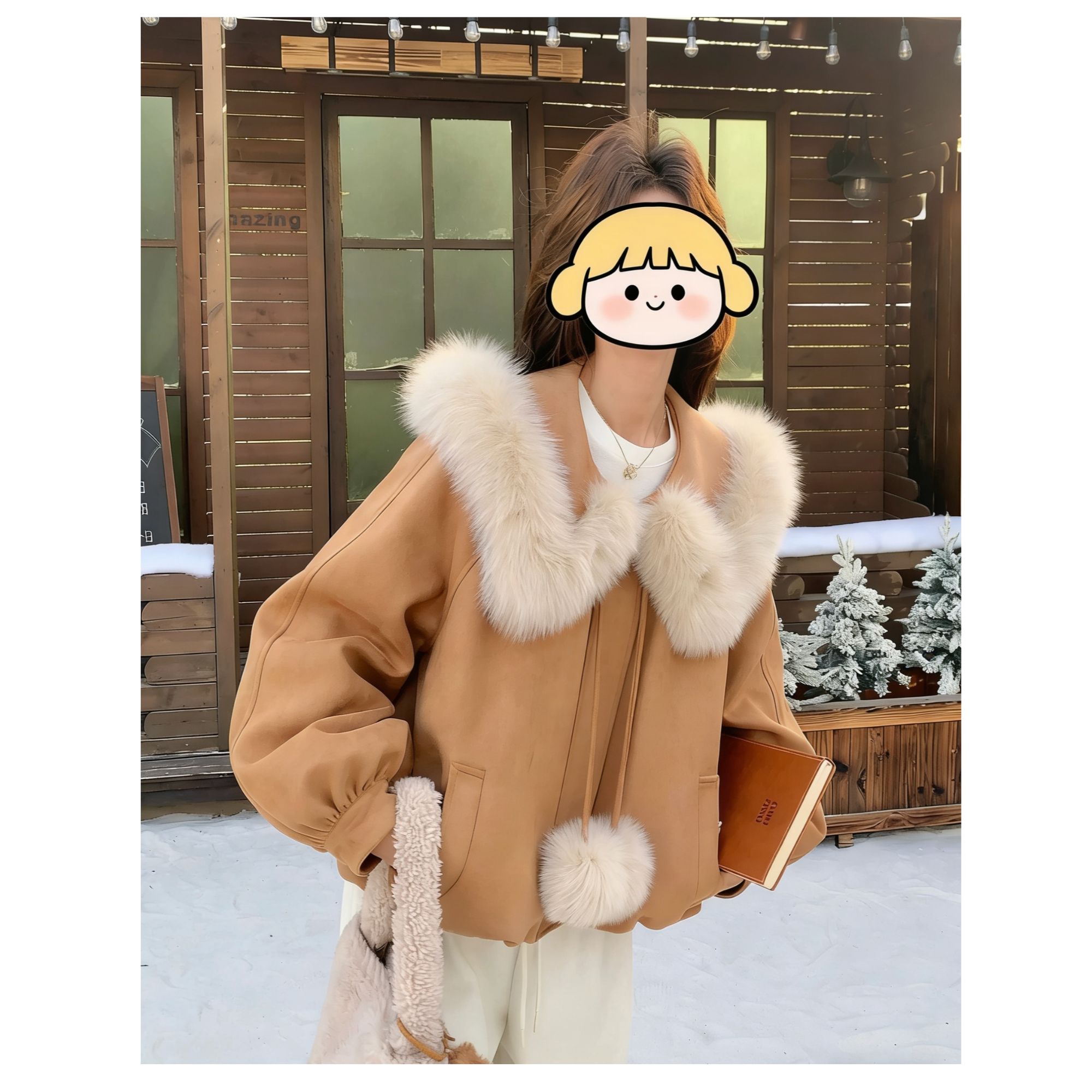 卡其色新款时尚保暖潮流短外套M