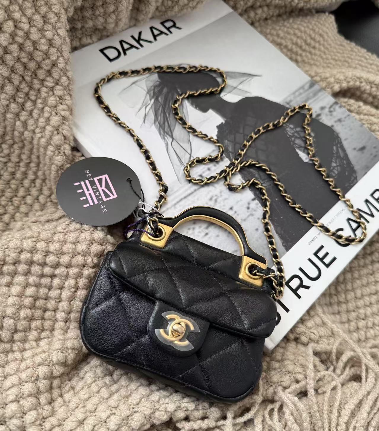 95新 Chanel/香奈儿 黑金 衣架包 31开10cm 12448138