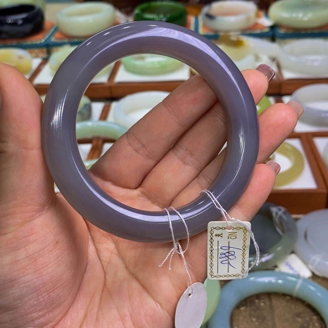 和田玉冰紫无水线56.5未镶嵌