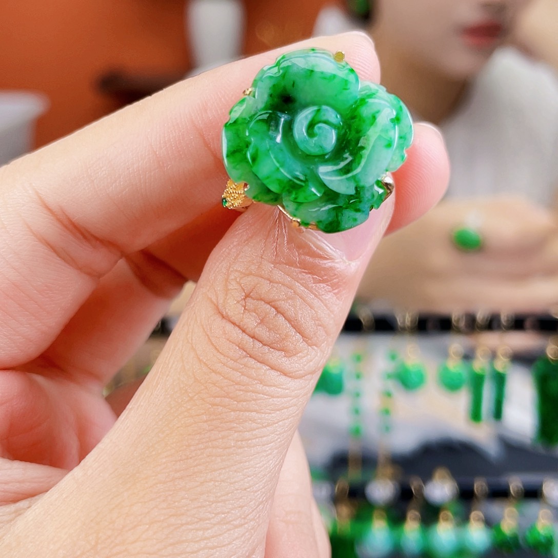 翡翠银S925镶嵌耳饰