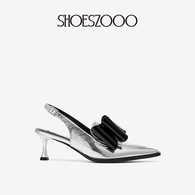 「代露娃同款」SHOESZOOO24原创尖头钻饰蝴蝶结不累脚细跟高跟鞋