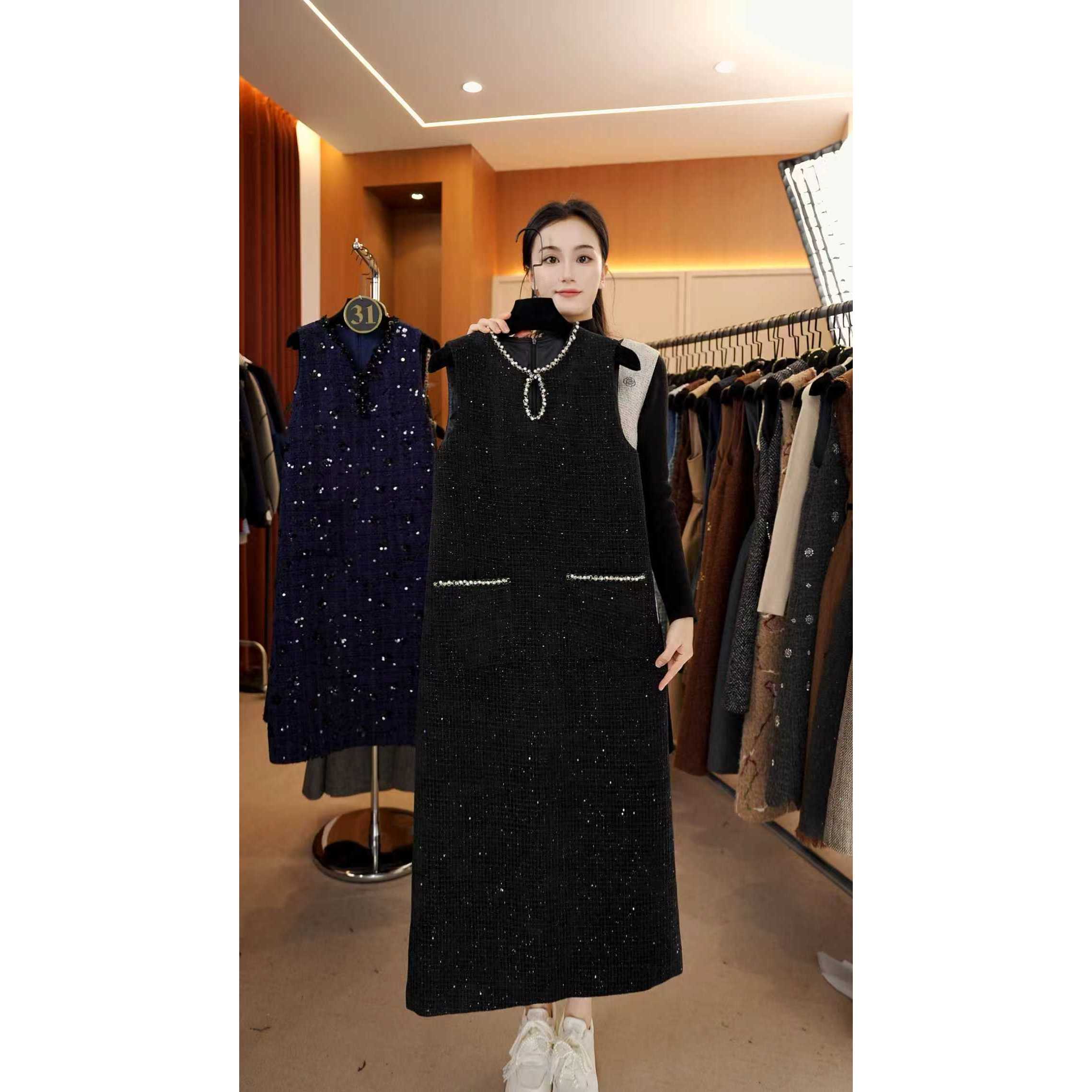 【宠粉价】小香风轻奢时尚气质无袖设计连衣裙NH-WX084