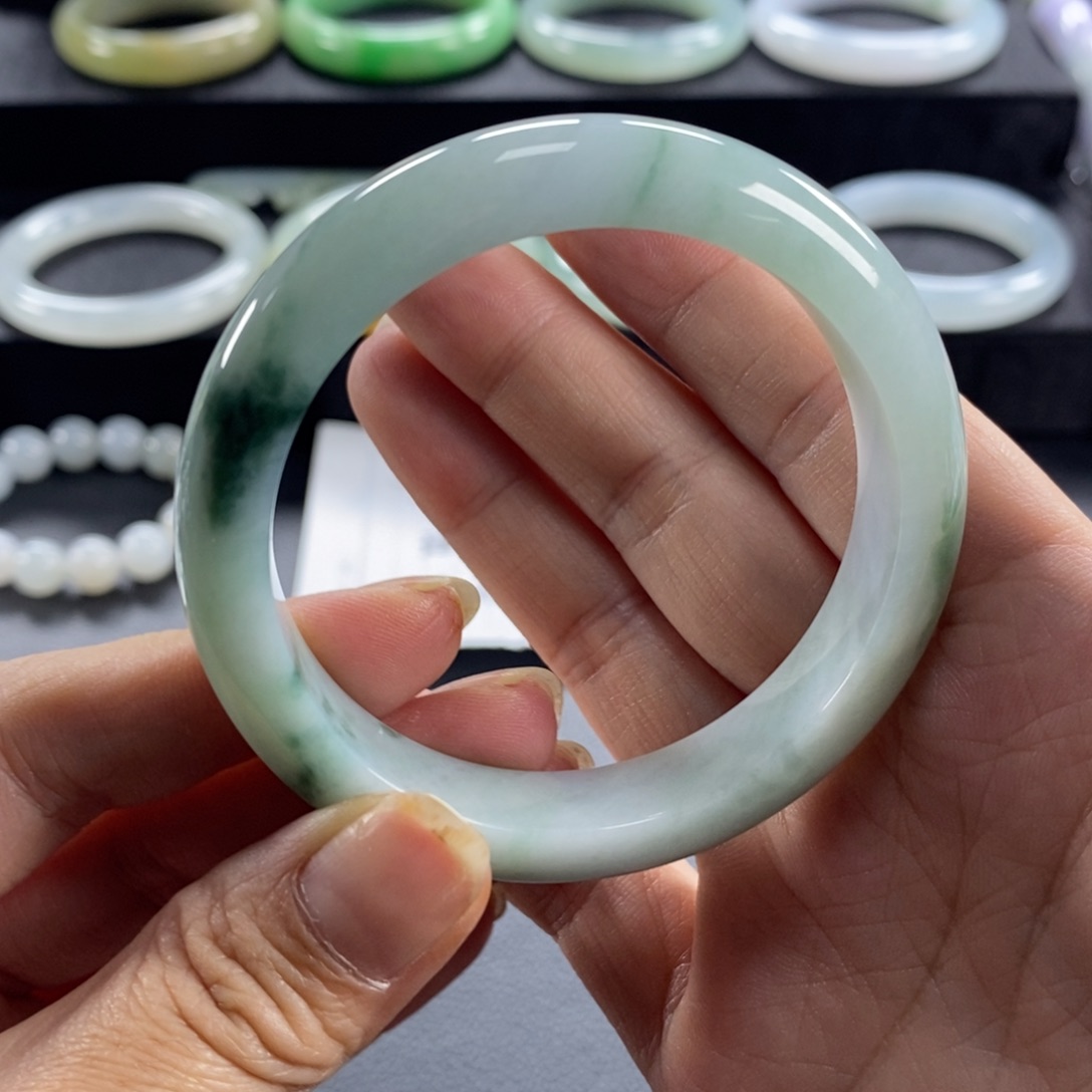 翡翠未镶嵌手镯天然翡翠手镯53.7