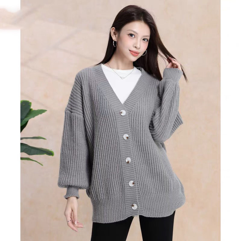限定！V领常规中长款厚款春季毛针织衫女装春秋外穿秋季W017