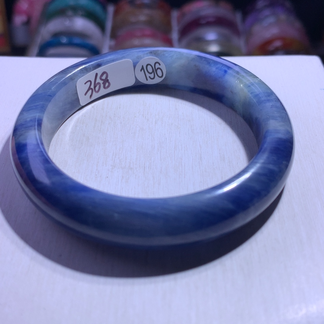 银S925镶嵌手镯水晶蓝晶58.4圈196