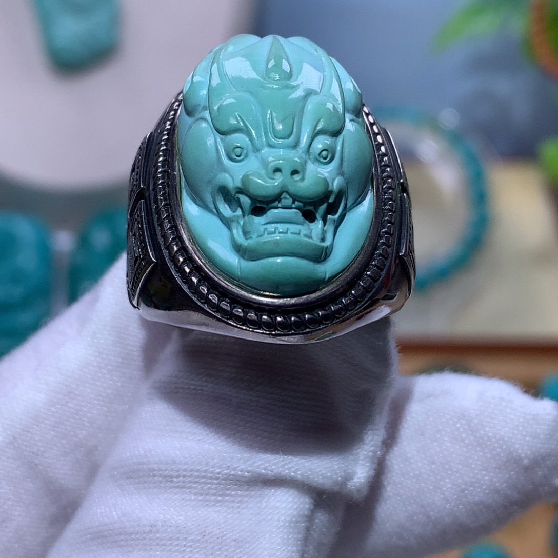 绿松石银S925镶嵌珠宝奇石10