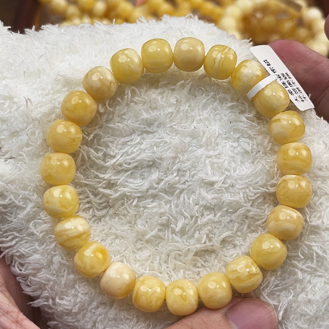 蜜蜡未镶嵌手串浓蜡白花10mm精工