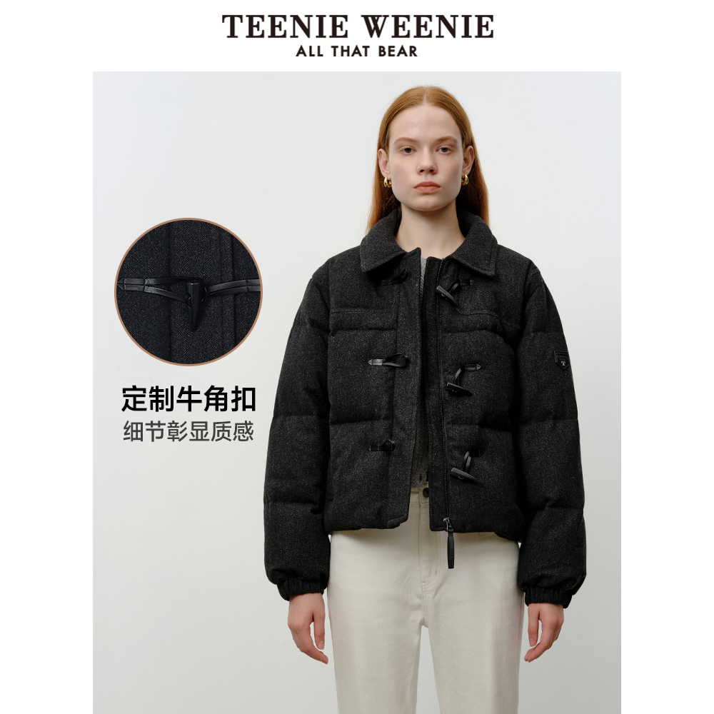 TeenieWeenie小熊冬装新款短款好羽绒服绵羊毛外套TTJD248C18N