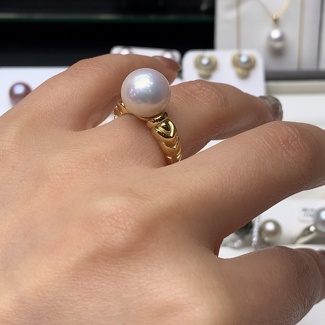 淡水珍珠戒指银S925镶嵌极强光 11-12mm