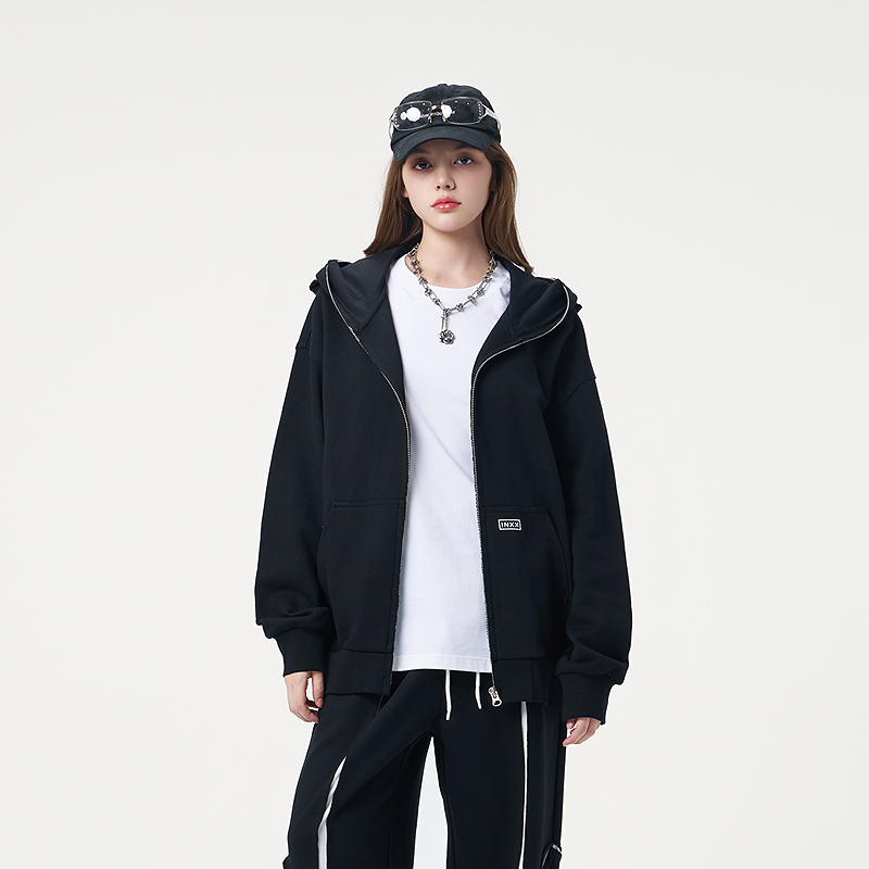 【INXX】潮牌连帽开衫卫衣撞色包针绣休闲上衣男女同款XRF3101301