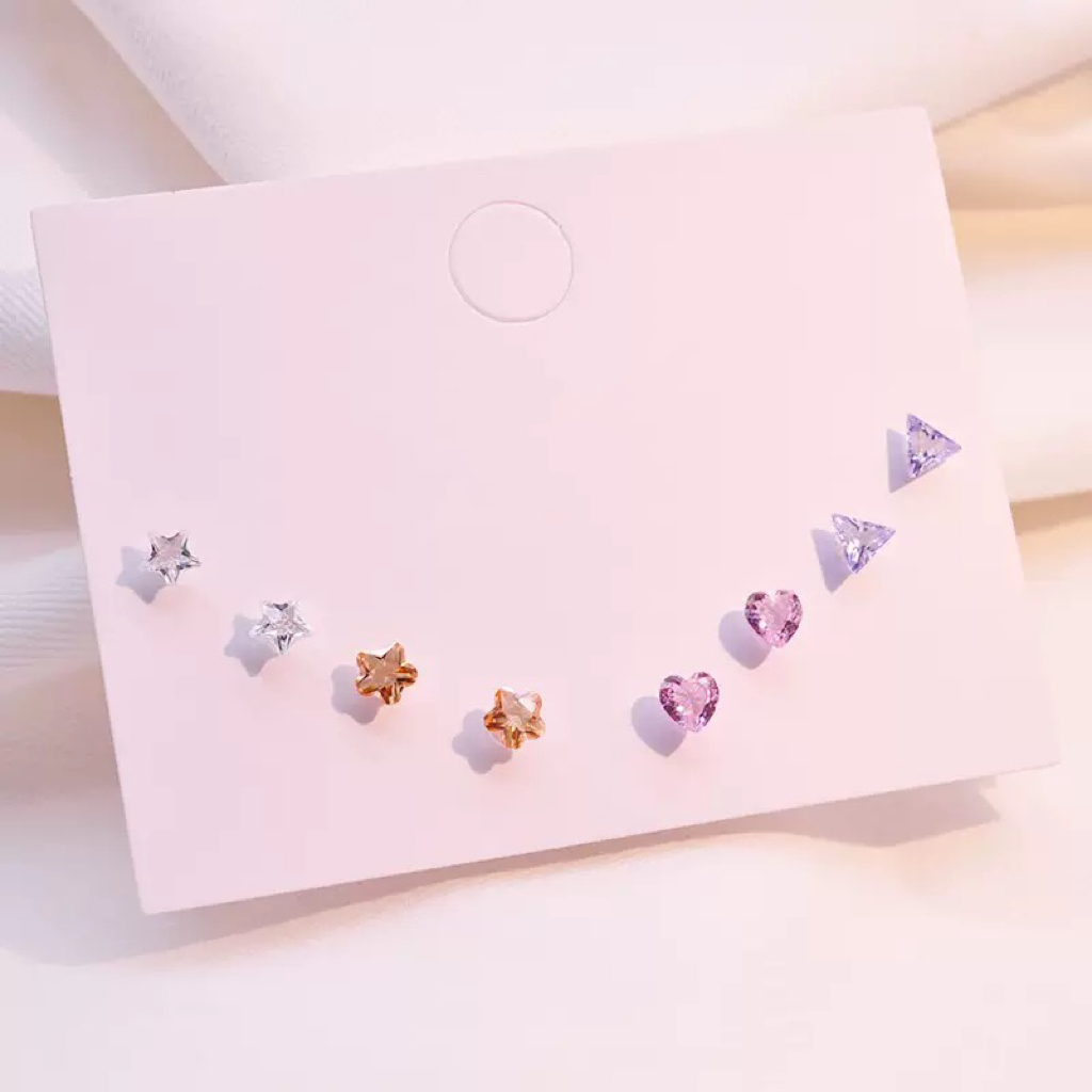 非金属树脂耳饰 简约心形三角形五角星耳钉套装气质百搭耳饰E1980