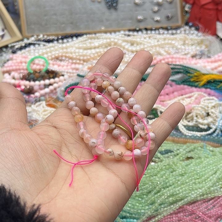 玛瑙/玉髓珠宝半成品未镶嵌一条6mm樱花玛瑙