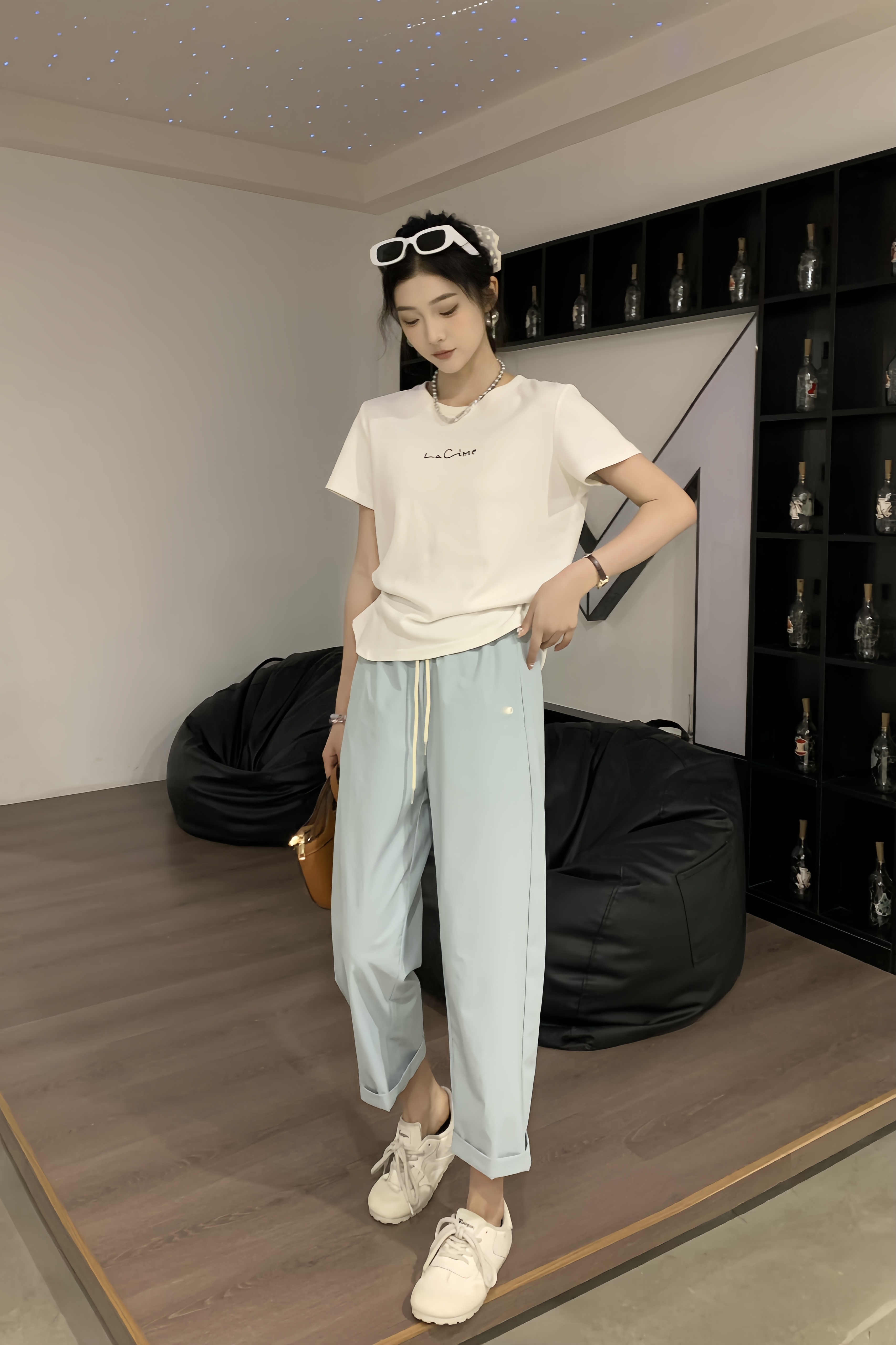 2025夏季新款冰感丝爽滑百搭女士八分通勤裤99726