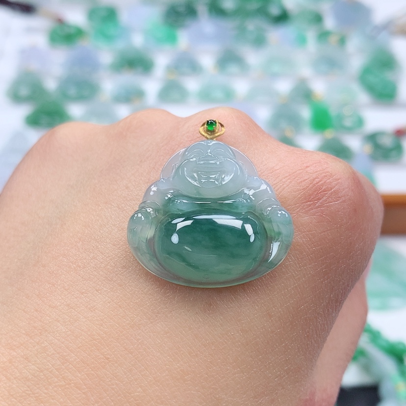 【闪购商品】翡翠吊坠(赠链)18K金镶嵌