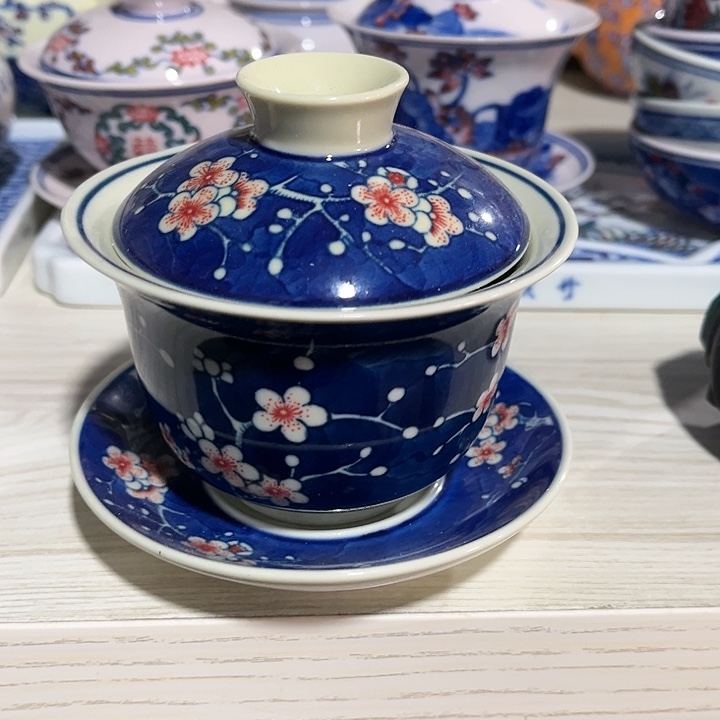 瓷片////景德镇陶瓷盖碗。黄。