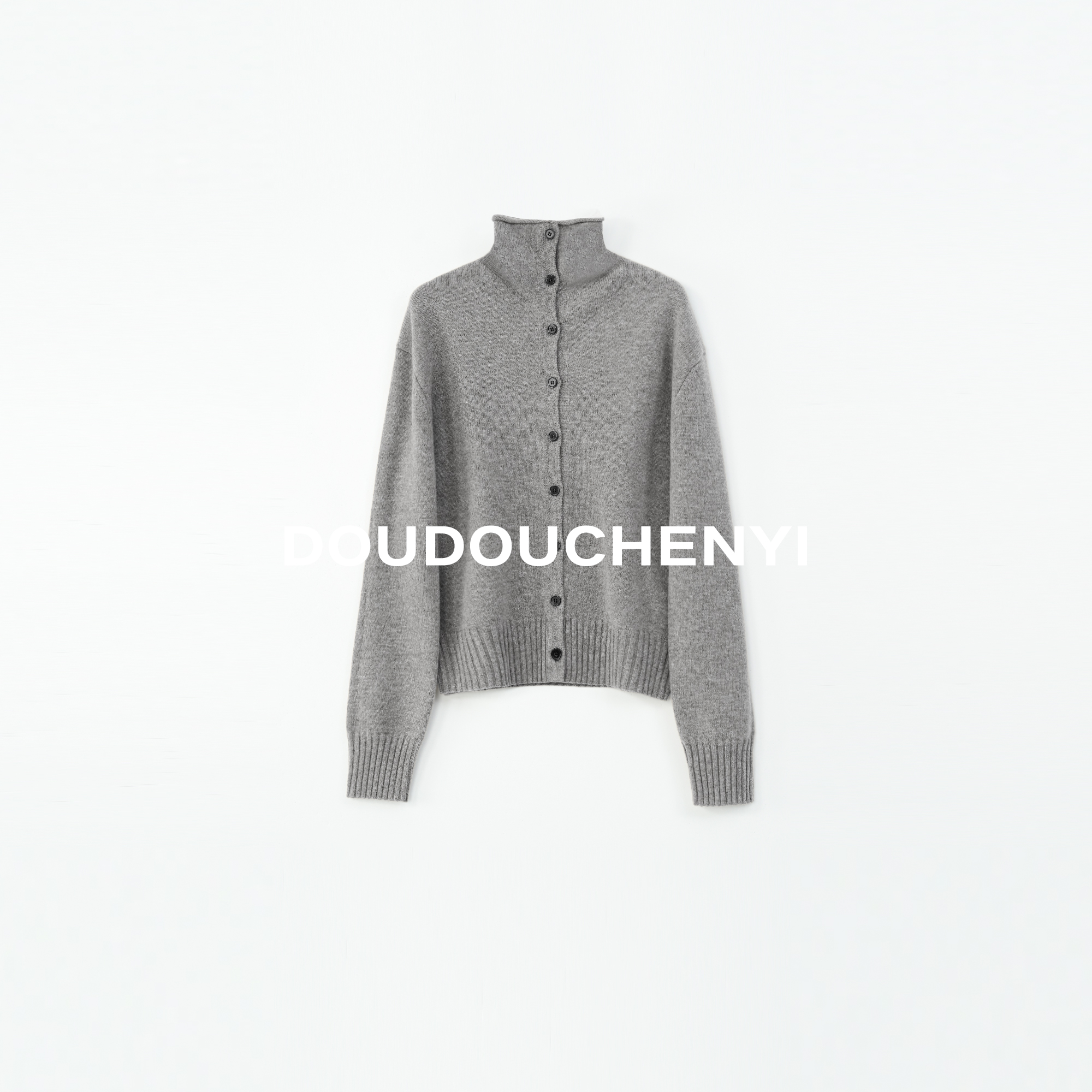 【DOUDOUCHENYI】100绵羊毛单排扣半高领针织衫-26655