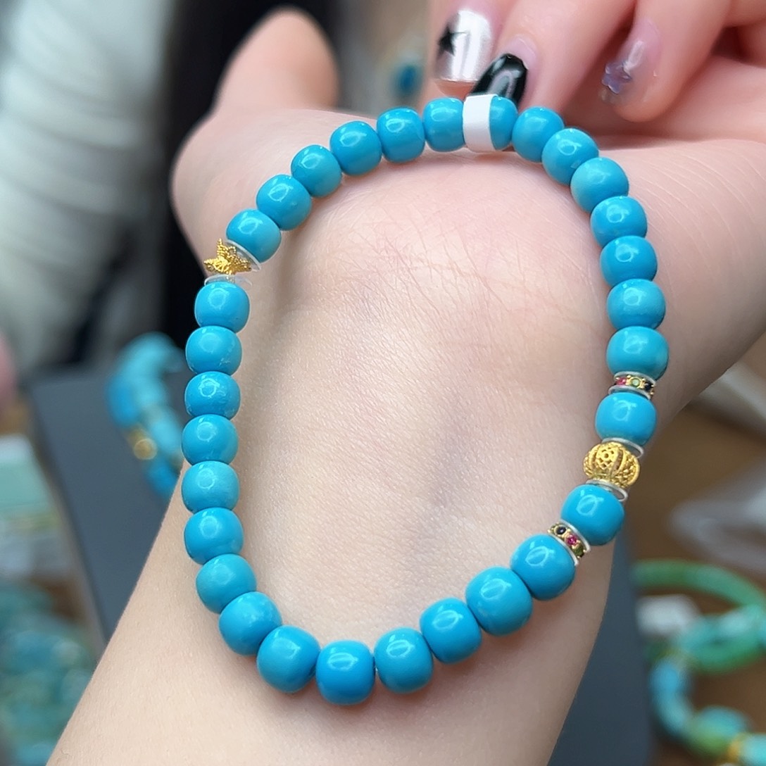 绿松石珠宝奇石18K金镶嵌