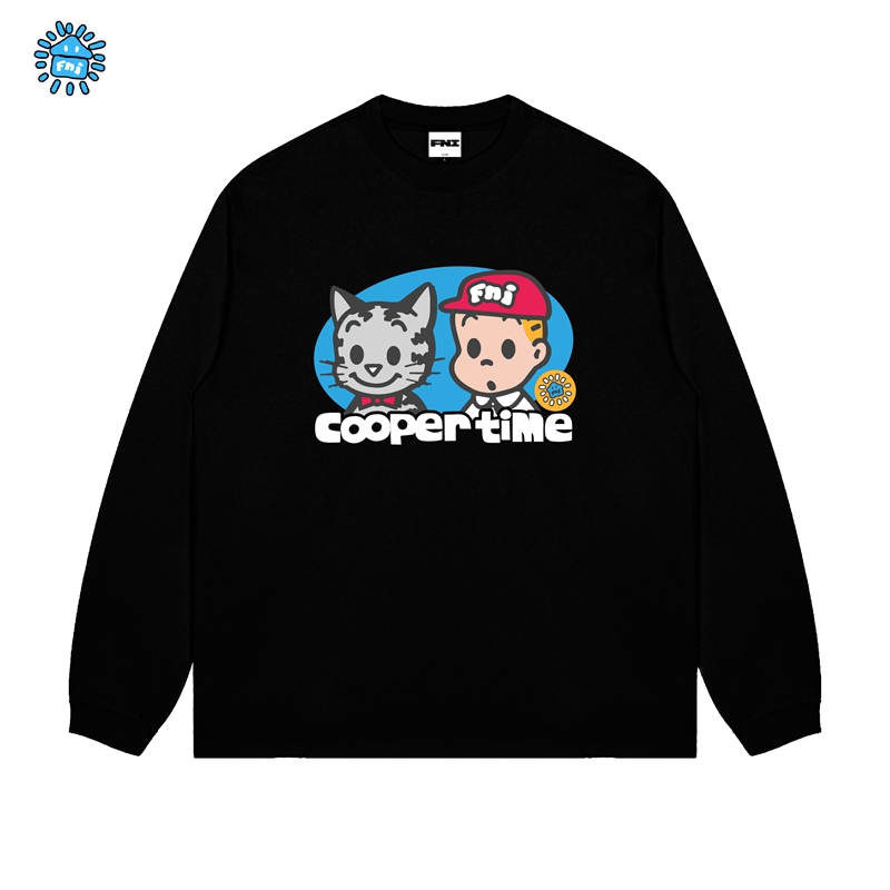 FNIcooper（cooper time）趣味卡通重磅纯棉长袖男女情侣秋宽松发泡
