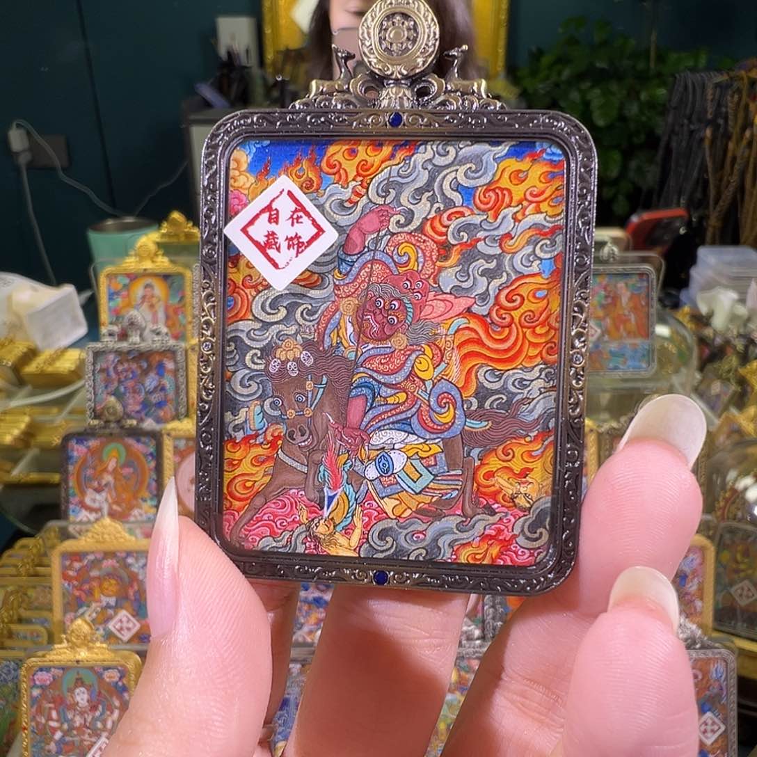 吊坠孜玛护法热贡纯手绘唐卡