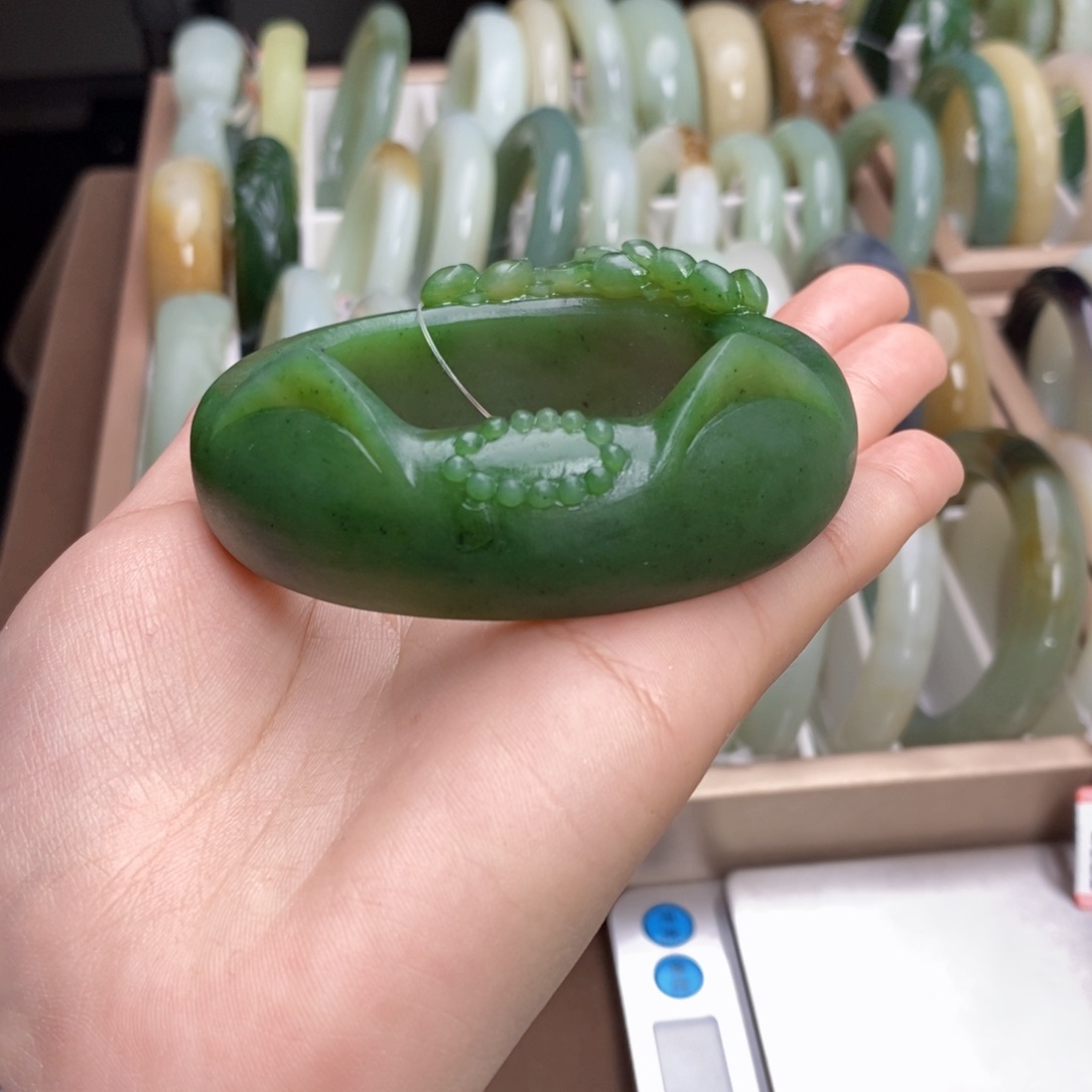 和田玉未镶嵌手镯手镯定制 58.6