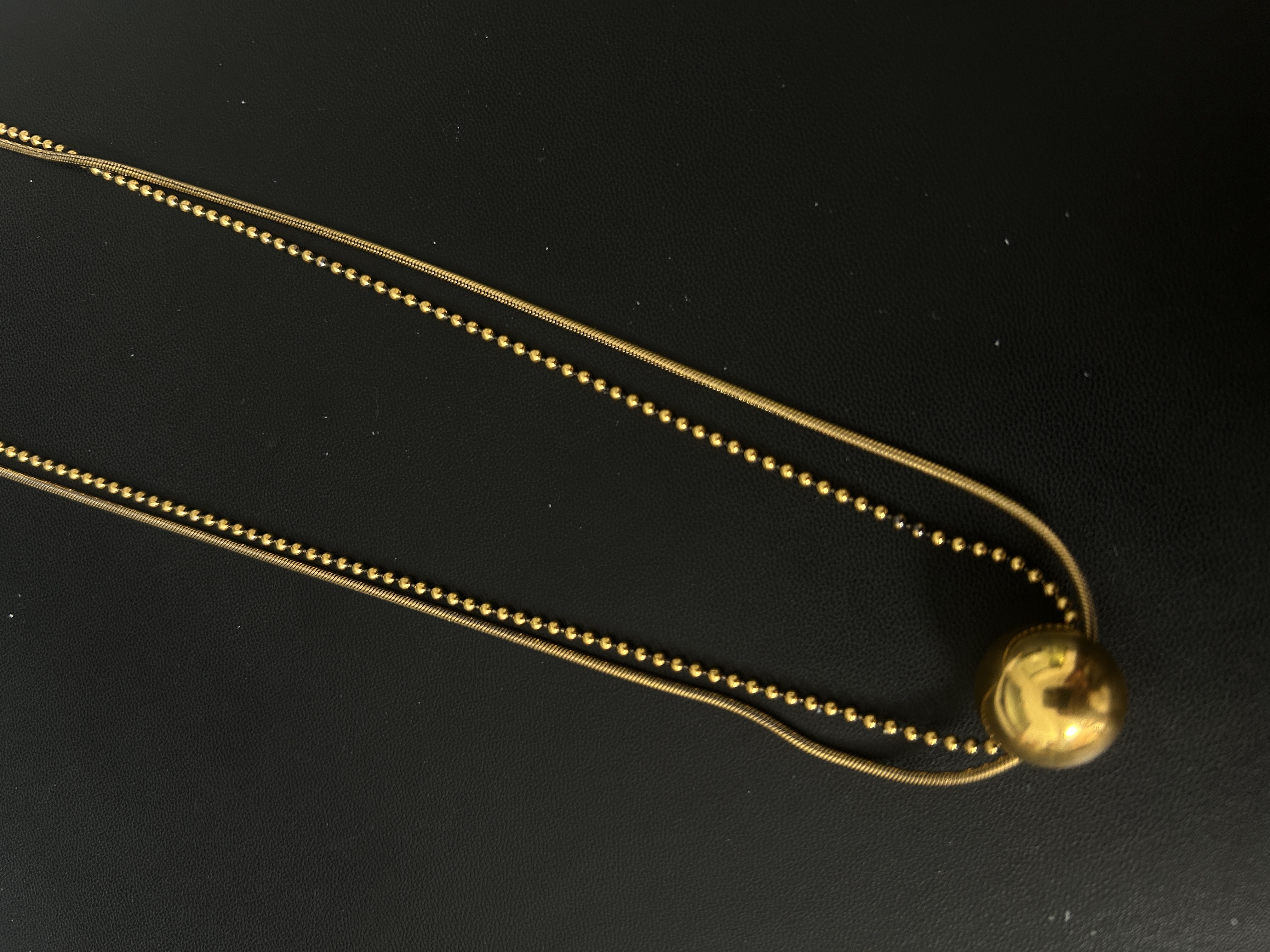 周帝王（预售）黄金足金精致复古设计黑金双层珠珠套链经典百搭项链