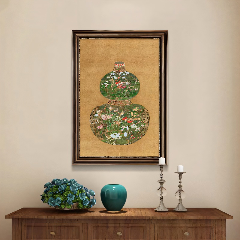 葫芦挂画中古风入户玄关装饰画新中式轻奢福禄客厅餐厅壁画高级感