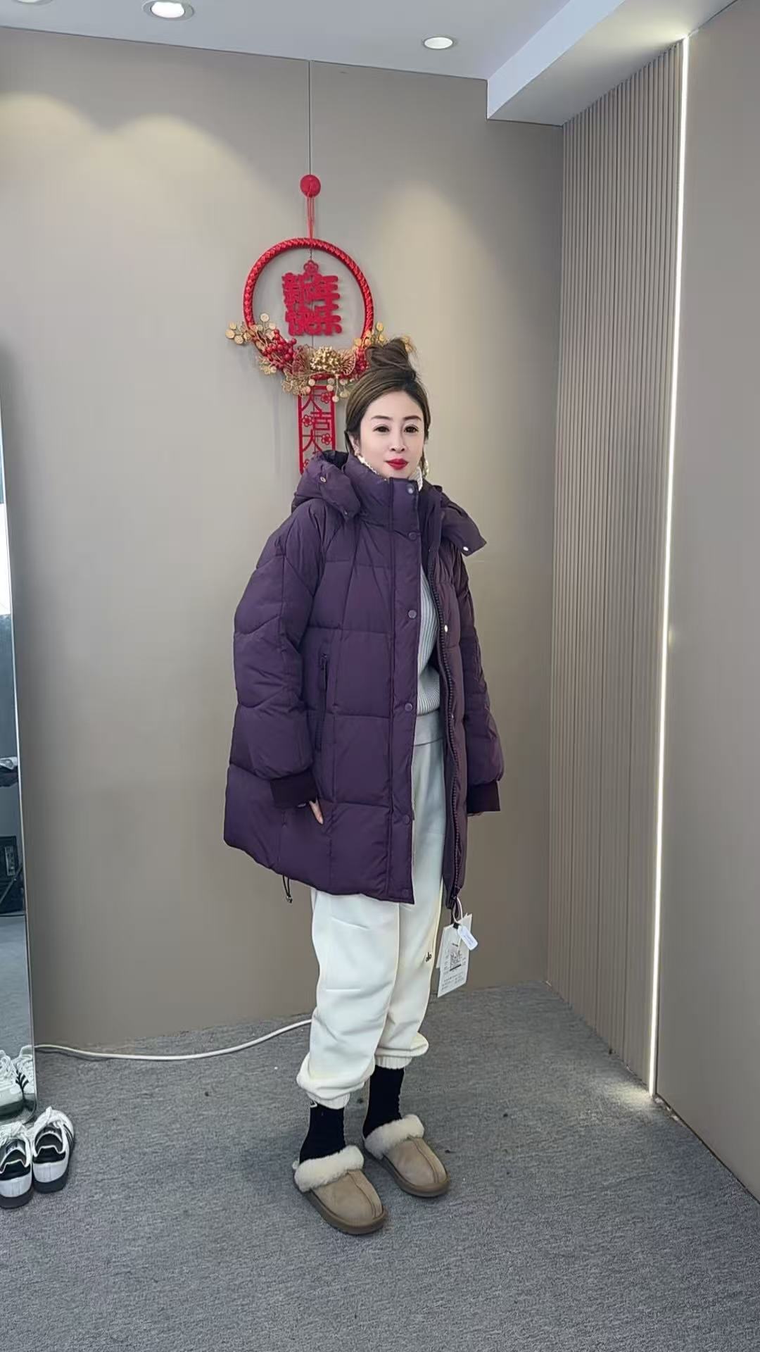 【8878羽绒服加厚中长款】冬季时尚百搭潮流羽绒服外套白鸭绒羽绒服